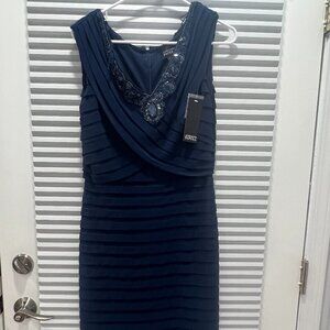 Adrianna Papell Beaded Cocktail Dress, Blue, SIze 12